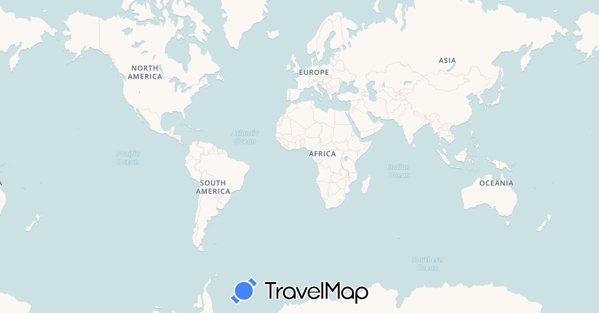 TravelMap itinerary: driving, plane in Canada, France, Croatia, Syria, Tunisia (Africa, Asia, Europe, North America)